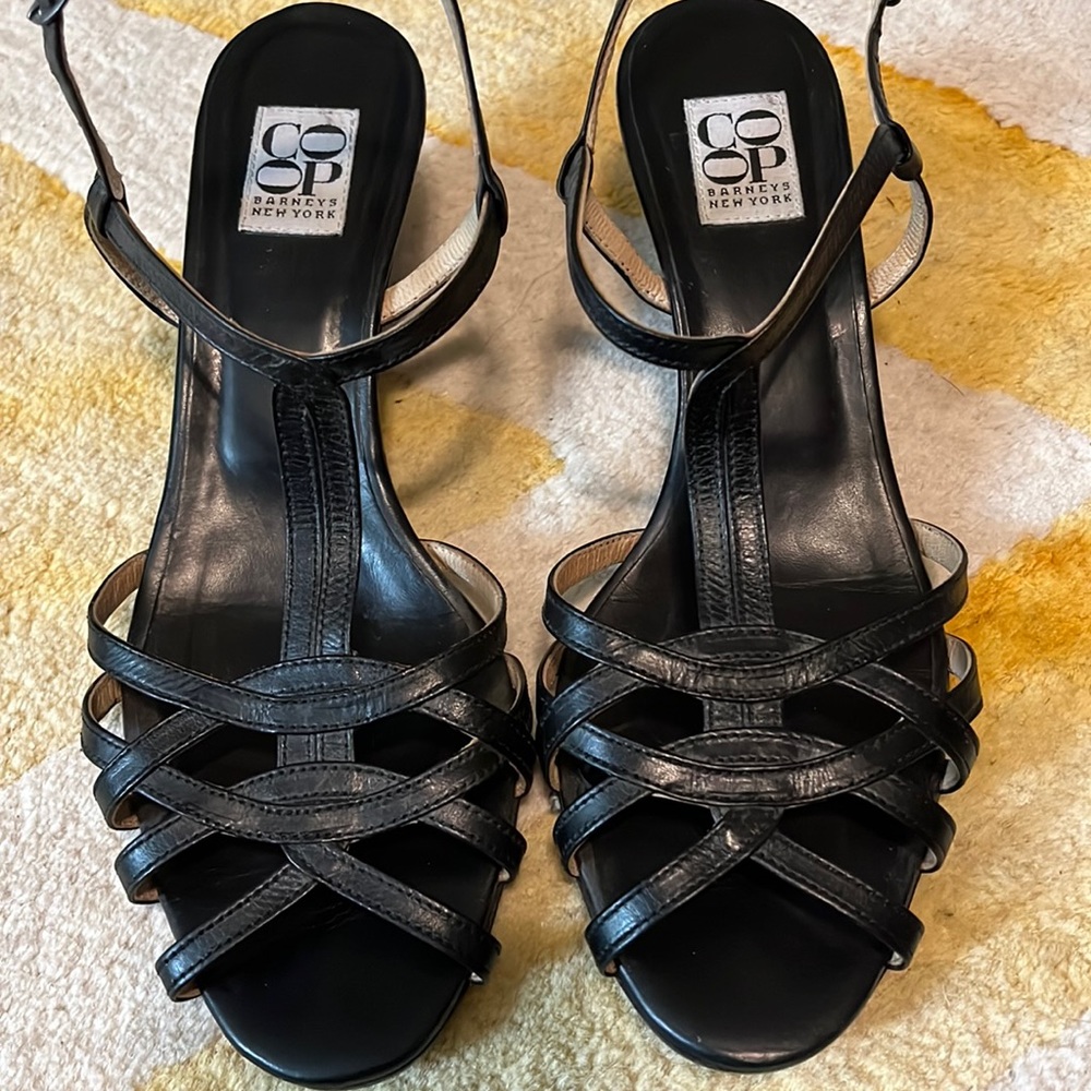 Great condition black leather wedge sandals.